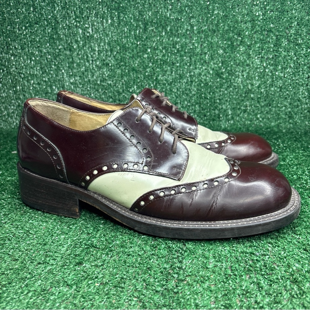 Vintage 90's Kenneth Cole New‎ York Burgundy Brown Spectator Dress Shoe Size 13